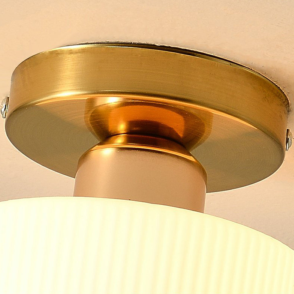 Chic Gold Ceiling Light - Mini Glass Striped Shade Lamp for Hallway