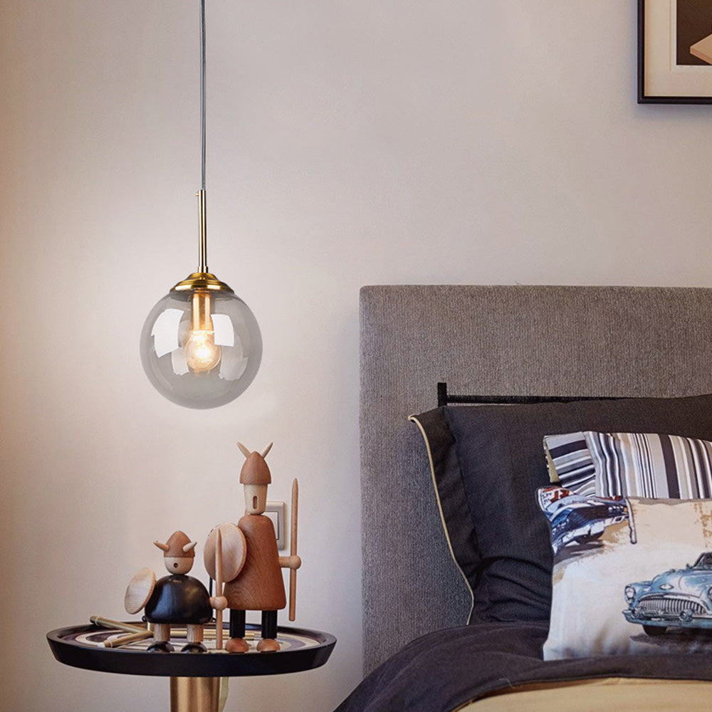 Nordic Glass Orb Pendant Light - Modern Ball Fixture for Dining Room