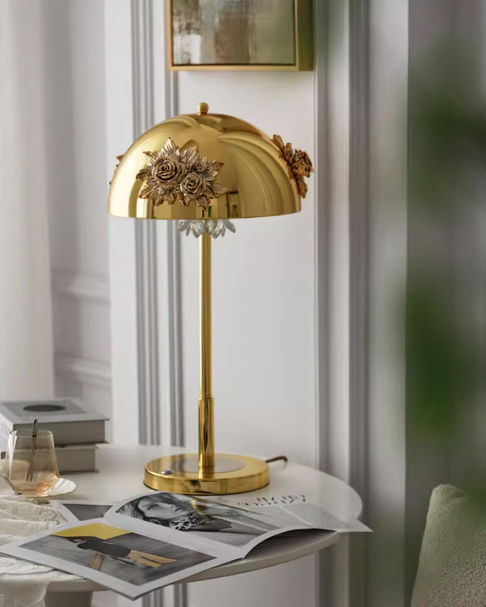 Table Lamp with Built-in Battery - Artistic Floral Light for Room