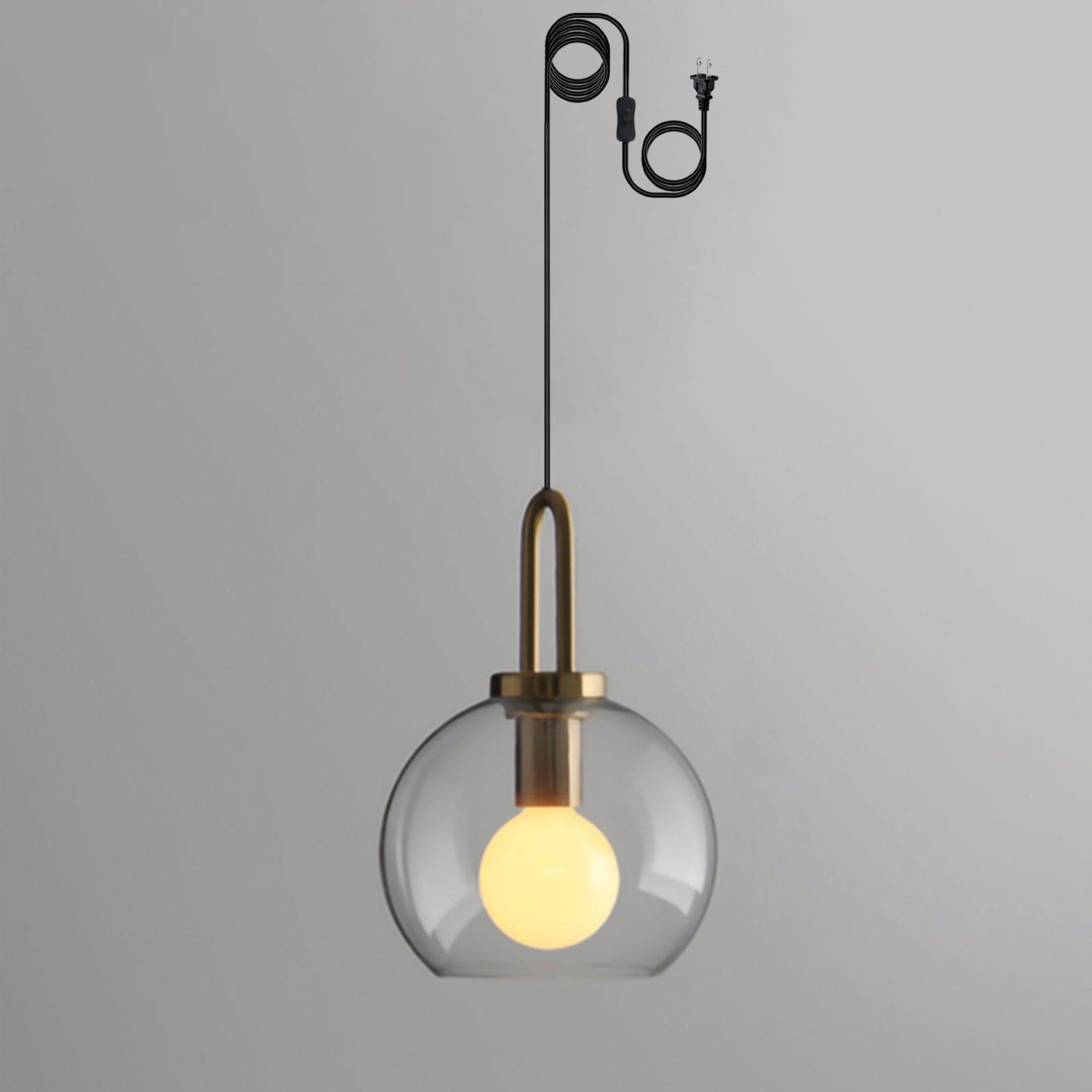 Kupferbeschichtete Glas-Plug-in-Hängeleuchte mit Kabel
