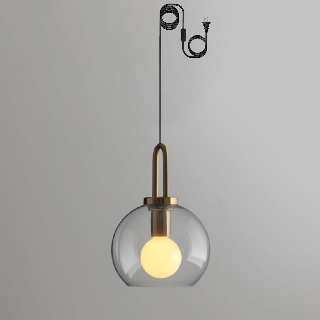 Kupferbeschichtete Glas-Plug-in-Hängeleuchte mit Kabel