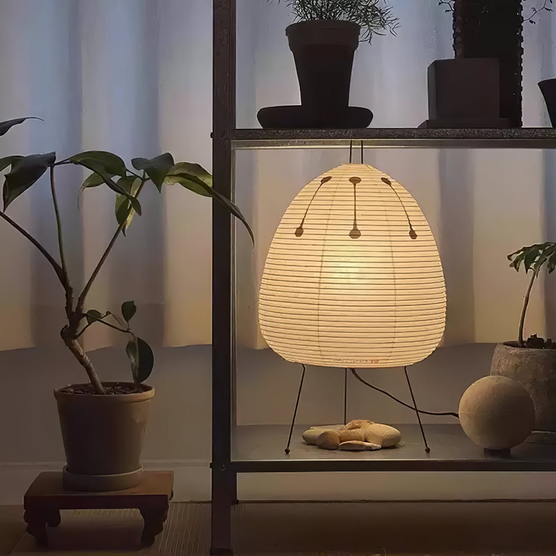 Japanisch inspirierte Papiertischlampe – Maulbeerpapierlampe fürs Schlafzimmer