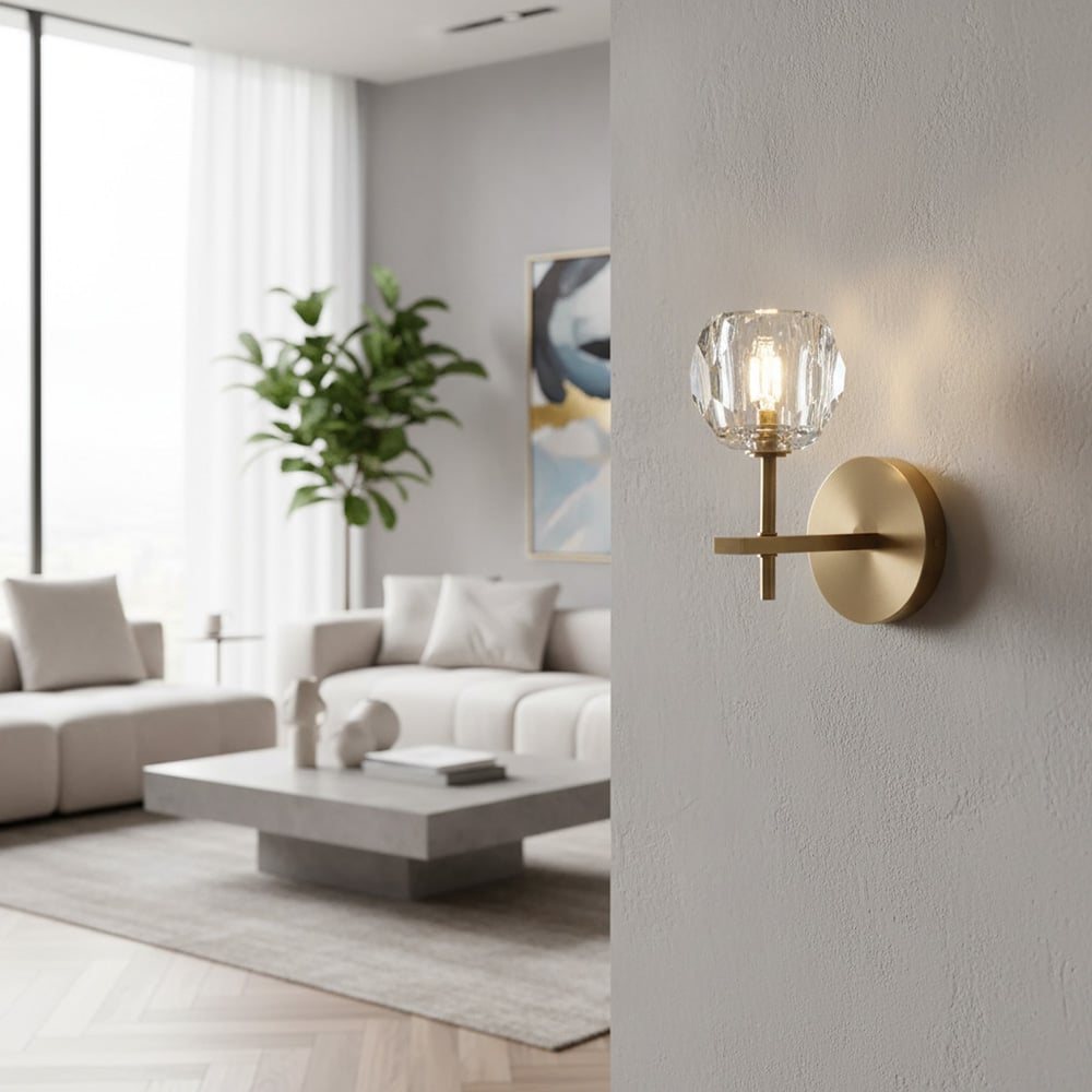Luxury Crystal Wall Sconce - Brass Frame Modern Wall Light