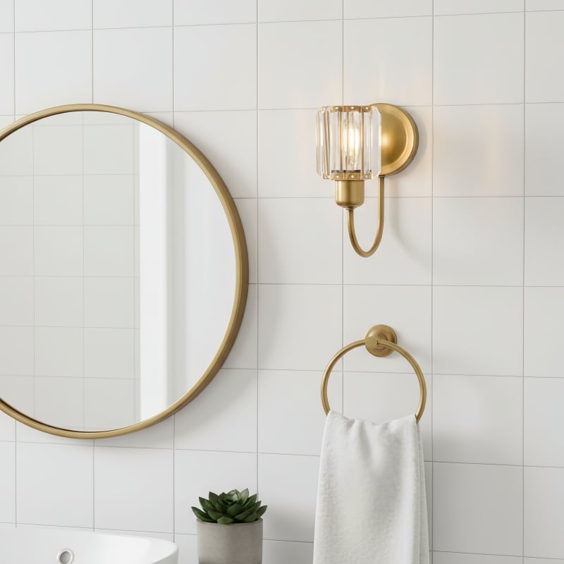 Tracian Wall Sconce - Curved Arm with Glass or Linen Shade for Bedroom