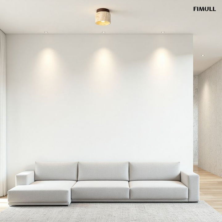 Travertine Cylinder Handcrafted Natural Ceiling Light
