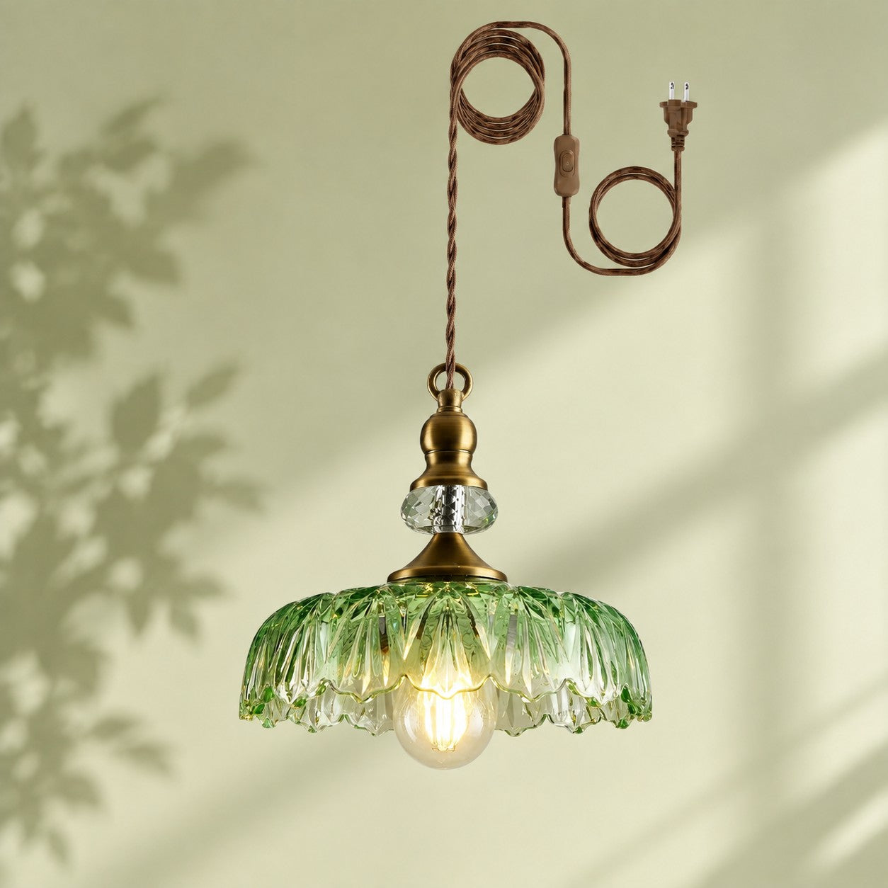 Verdoma Blumen-Glaspendelleuchte mit Stecker