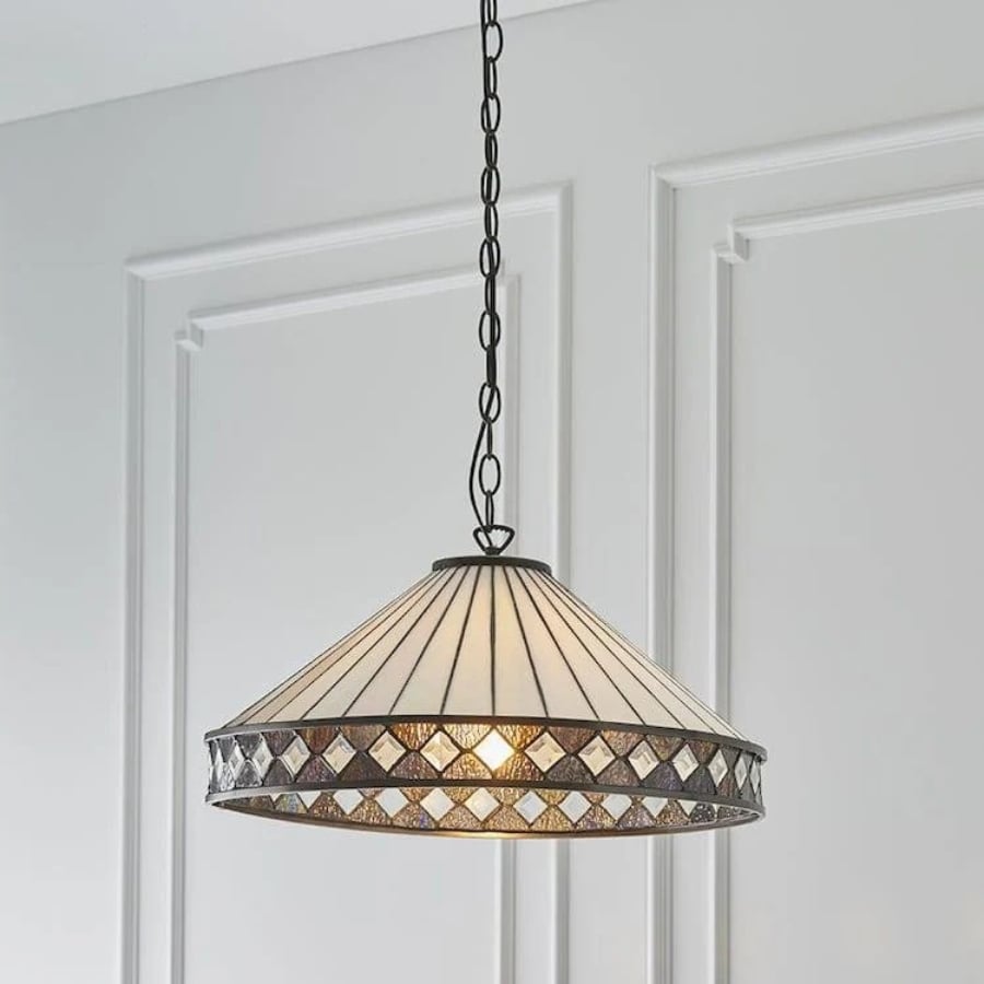 TF Fargo Pendant Light - Tiffany Style Lighting with an Art Deco Shade and Adjustable Chain