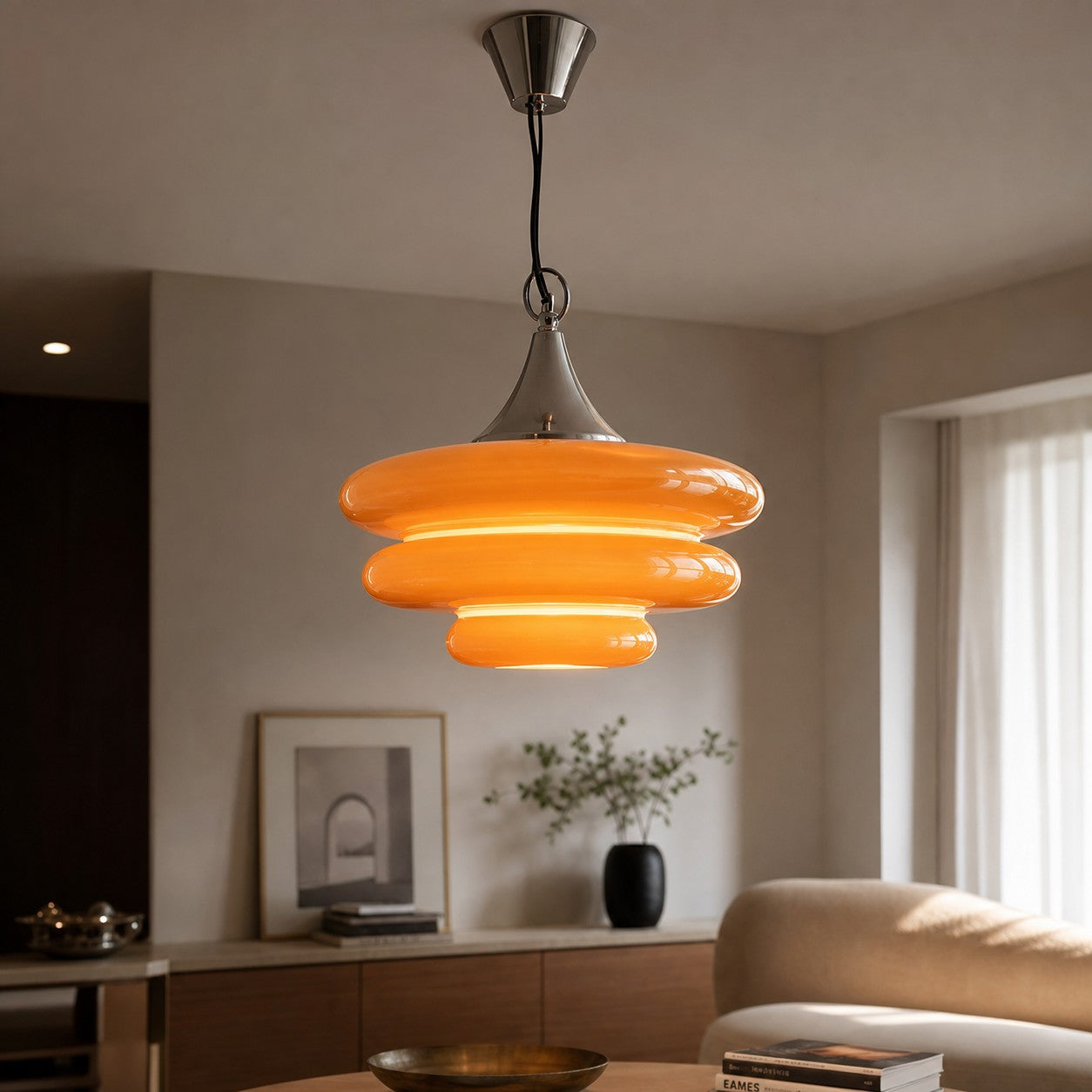 Orange Layered Glass Pendant Light