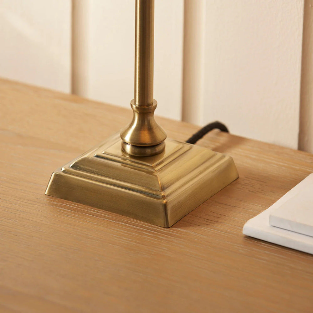Zevatik Table Lamp with Slim Stem and Linen Shade for Bedside Lighting
