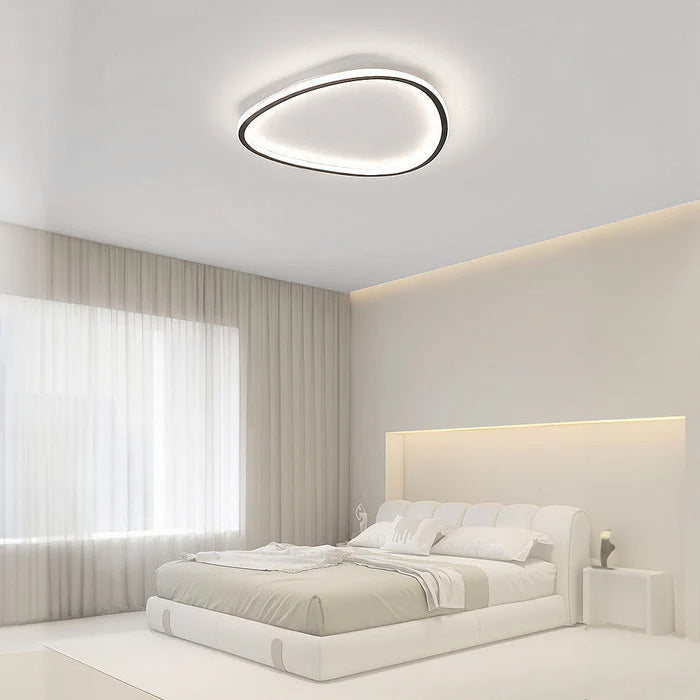 Nordic LED Ceiling Light - Black Oval Design Lamp for Modern Bedroom