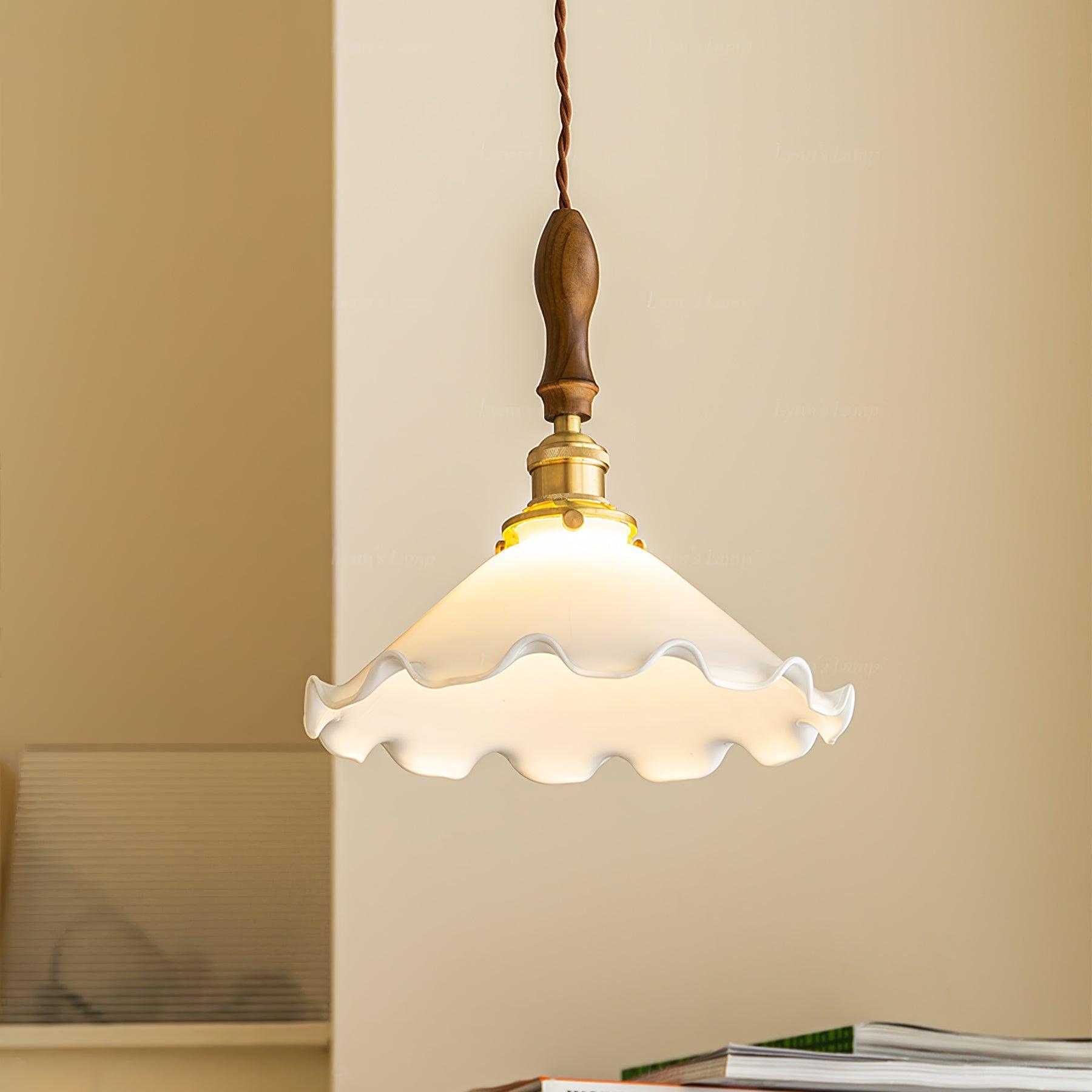 White Sculptural Glass Plug-In Pendant