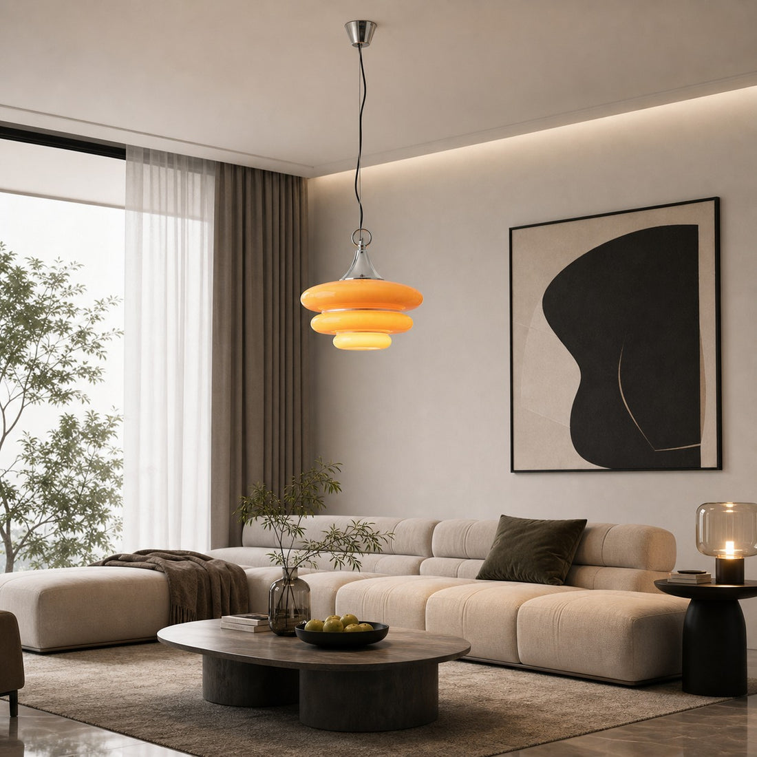 Orange Layered Glass Pendant Light
