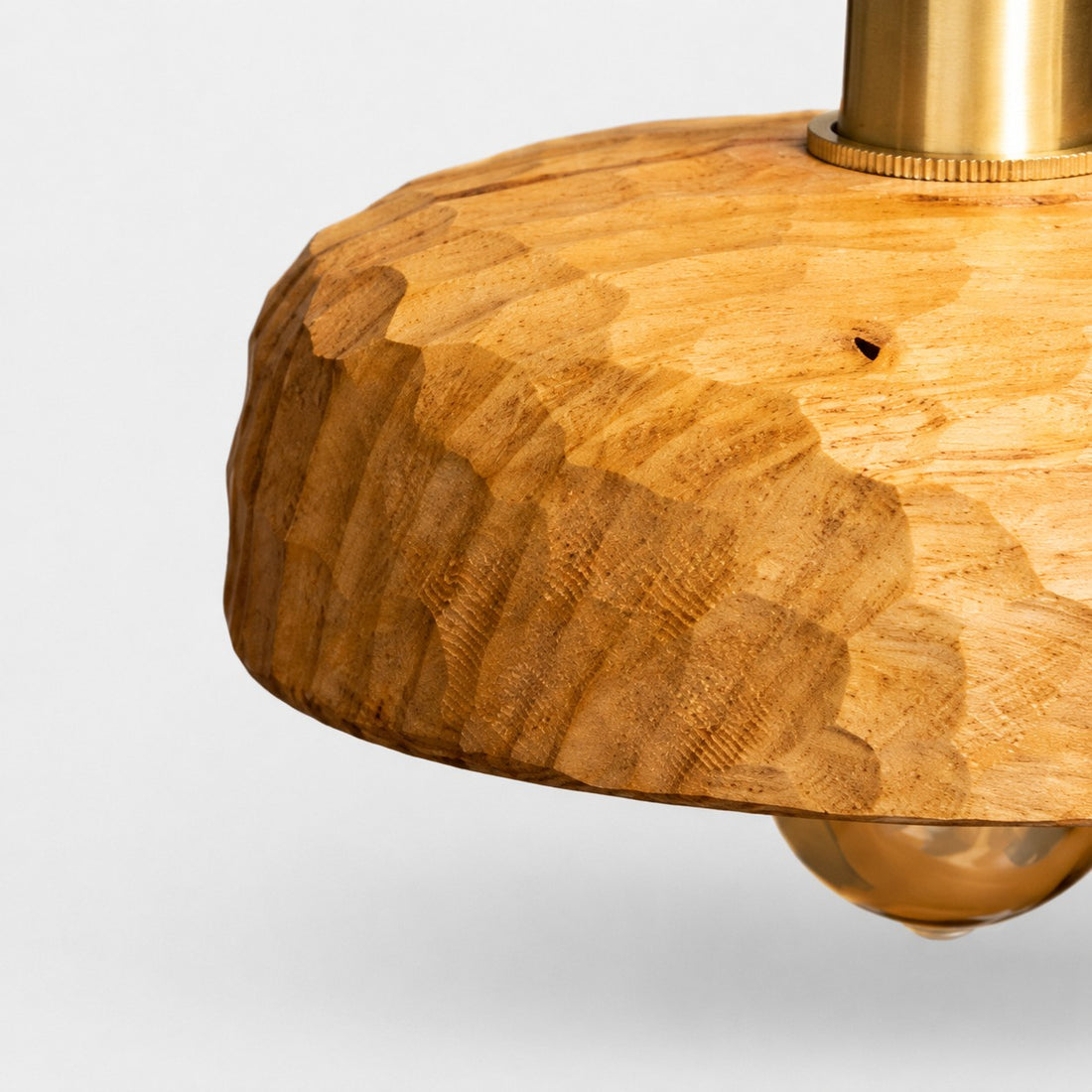 Hand-carved Wabi-Sabi wood pendant lamp