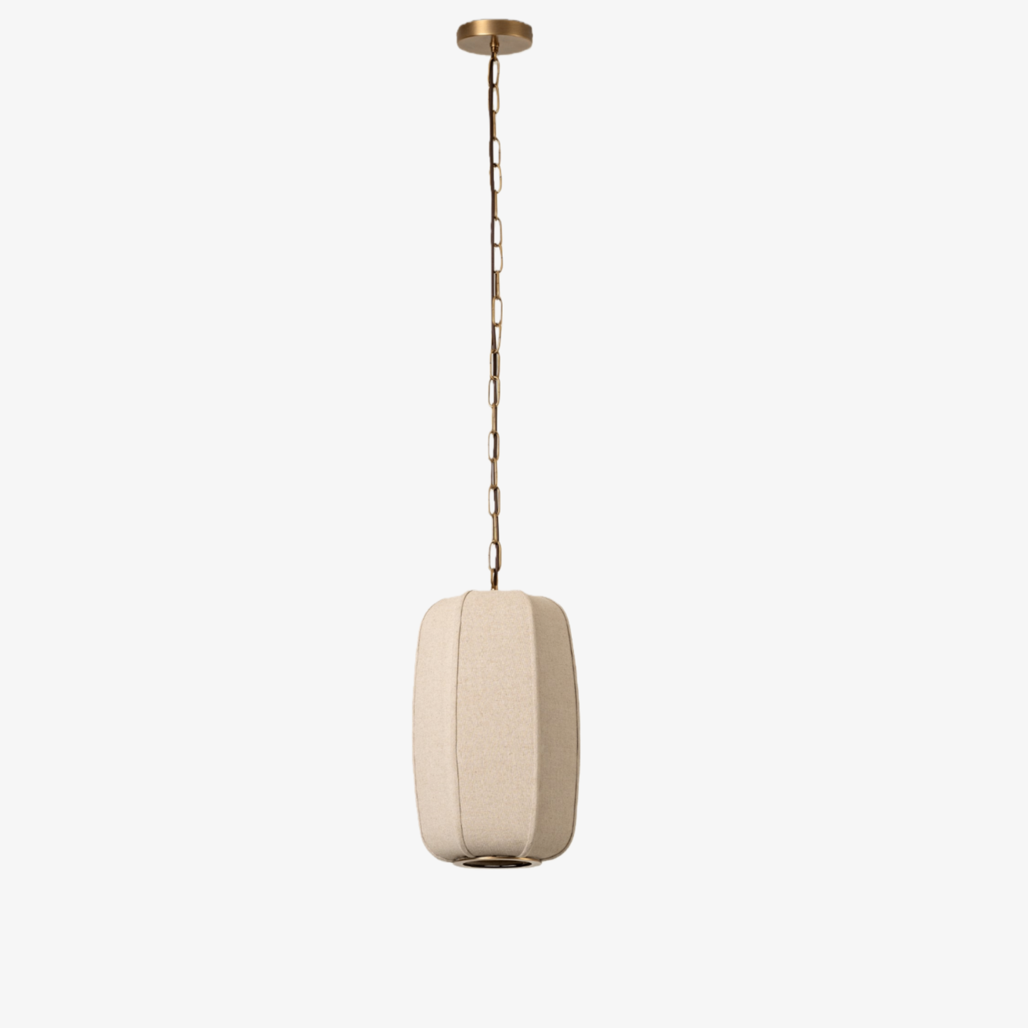 Loomis Tall Pendant – Textured Linen Shade Aged Brass Pendant for Dining Room and Kitchen