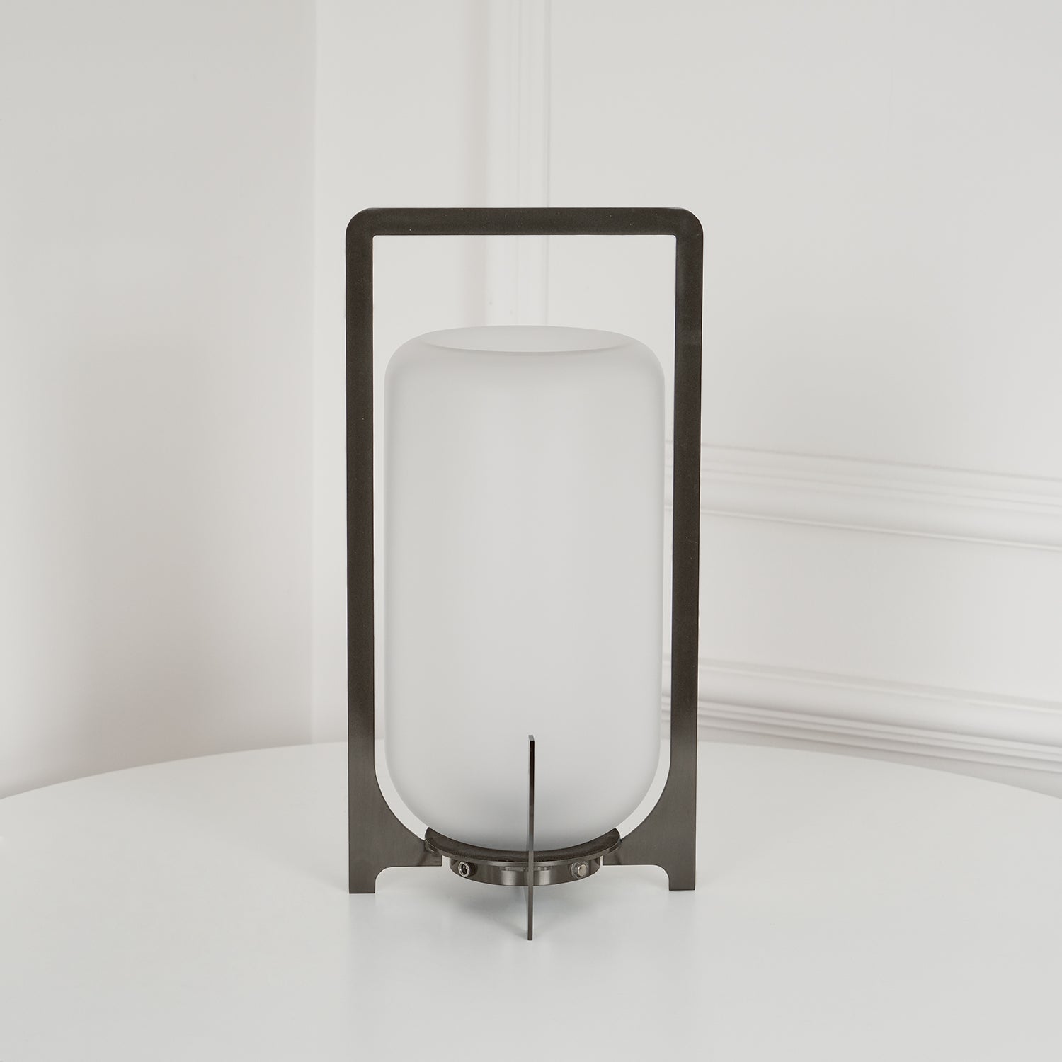 Lantern Table Lamp - Steel Modern Light for Bedroom & Living Room