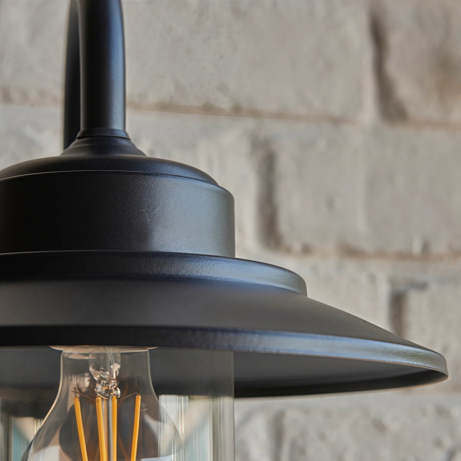 Trevanta Arched Arm Design Wall Light - Black Painted Sensor Lantern Style for Small Spaces