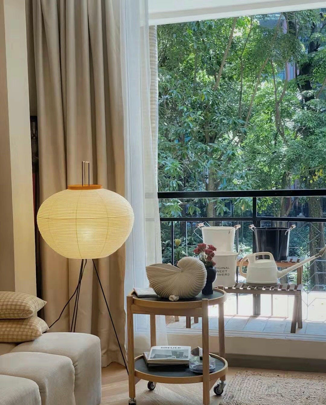 Rice Paper Floor Lamp - Bamboo Frame Soft Light for Living Room