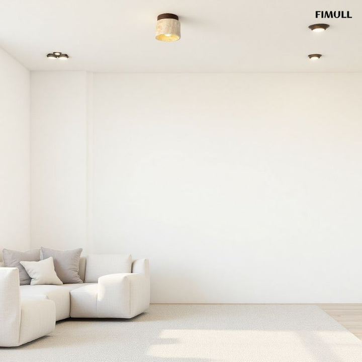 Travertine Cylinder Handcrafted Natural Ceiling Light
