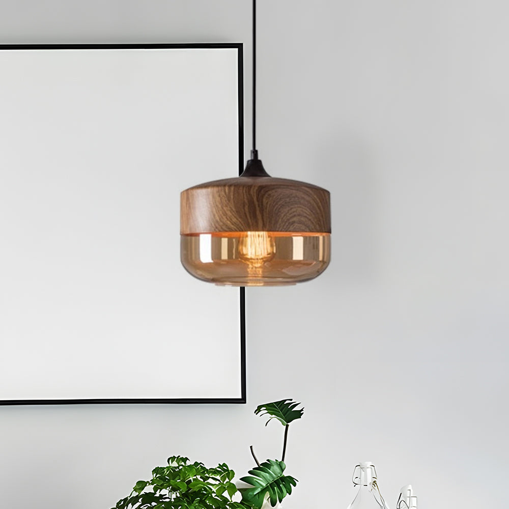 Organic Crystal Pendant Light - Retro Brown Fixture for Dining Room