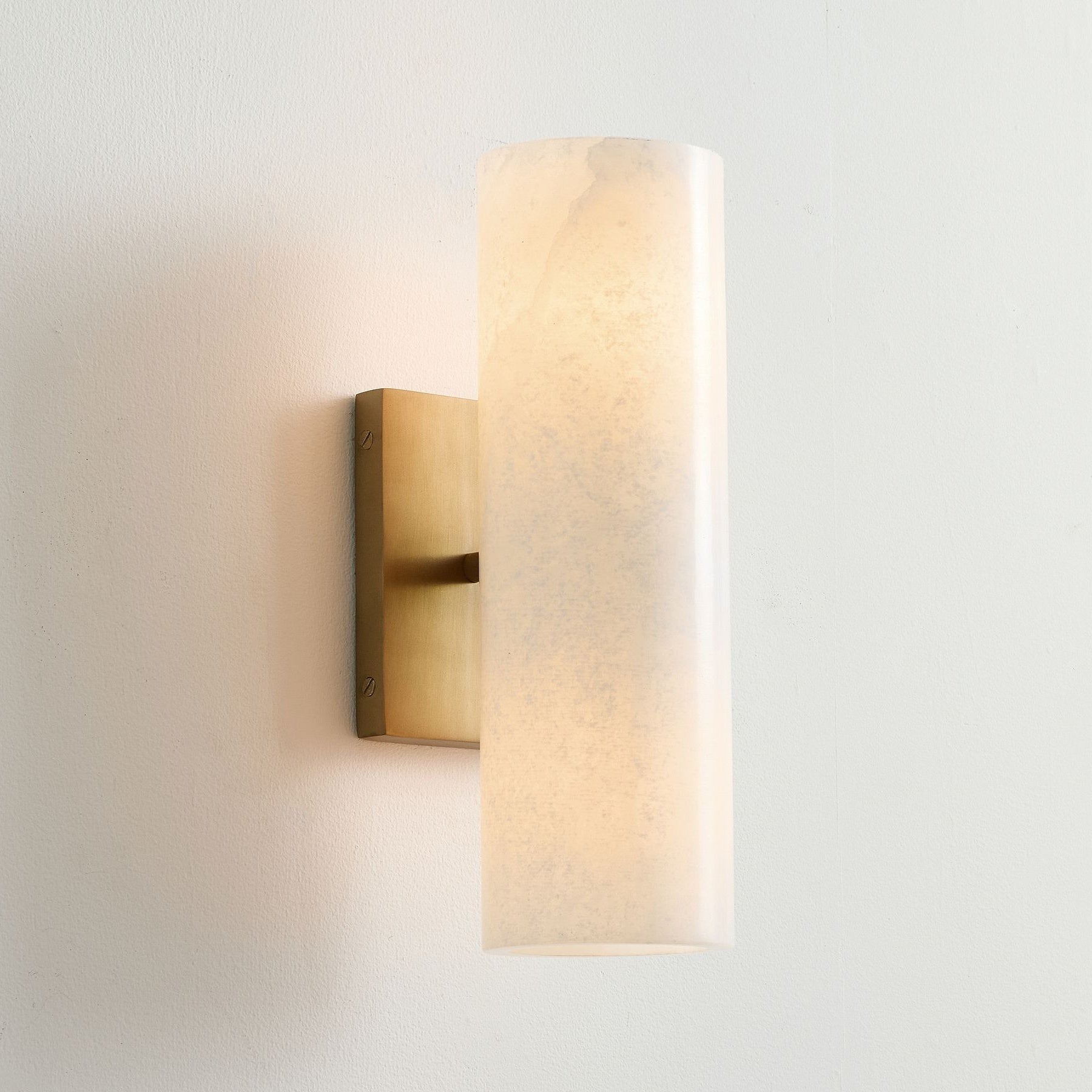 Wolvina Natural Marble Tube Sconce with Sleek Metal Details