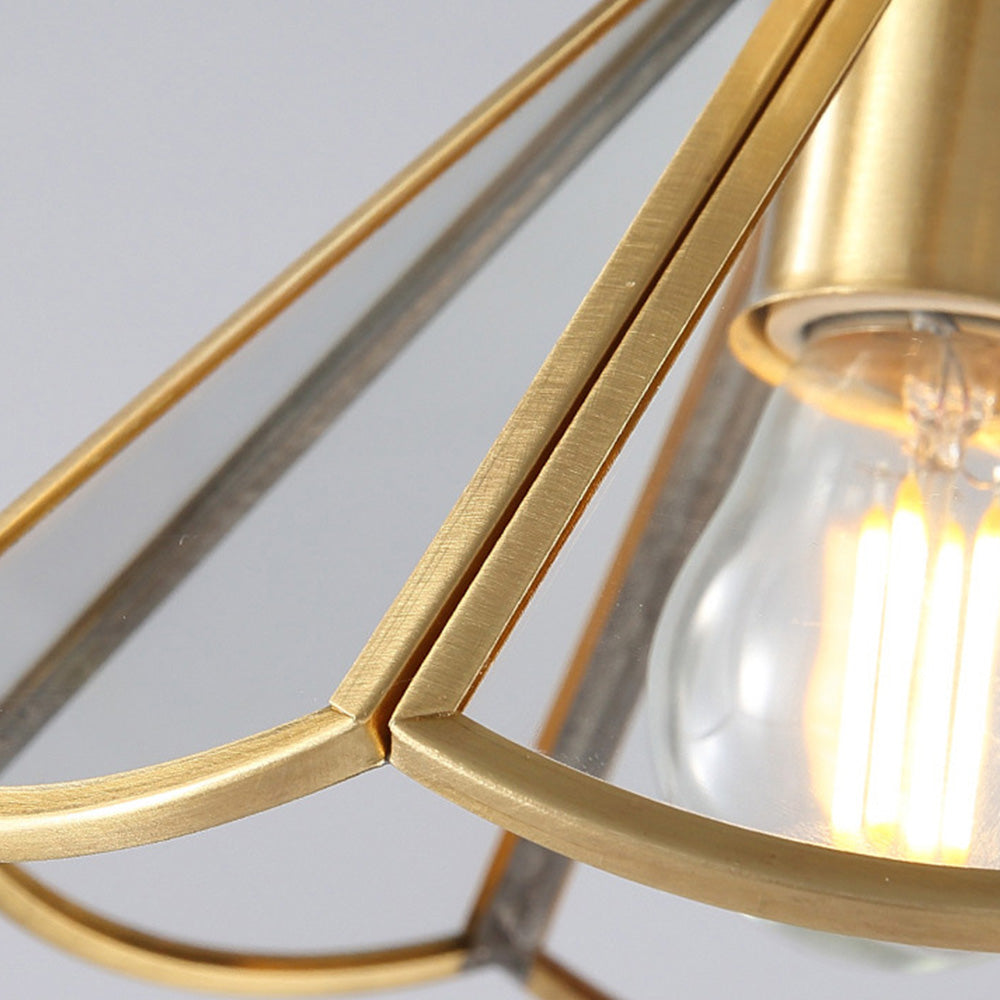 Glass Petal Ceiling Light - Modern Brass Semi Flush Mount for Hallway