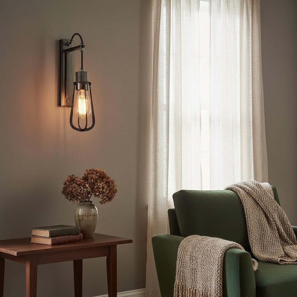Readium Industrial Metal Wall Sconce - Modern Toggle Switch for Living Room and Study