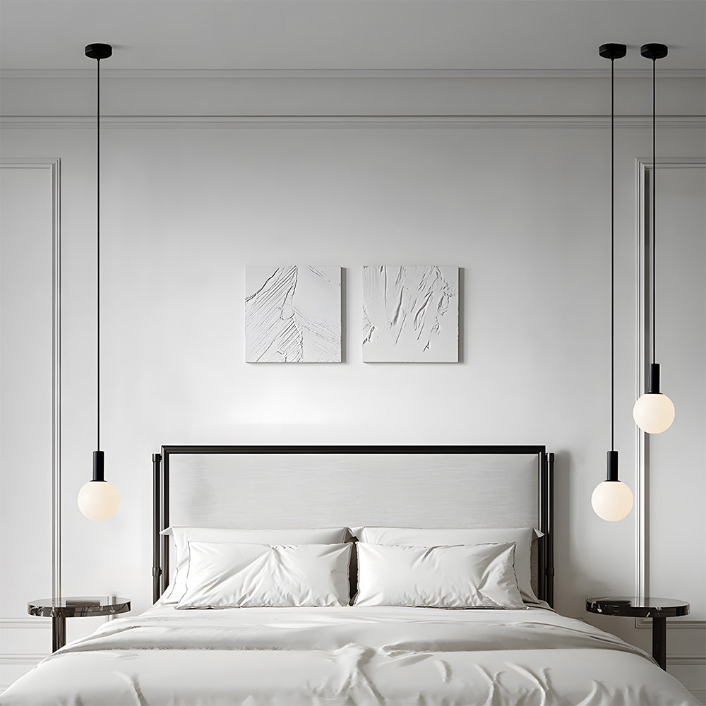 Opalescent Glass Pendant Light - Spherical Bedroom Lighting Modern