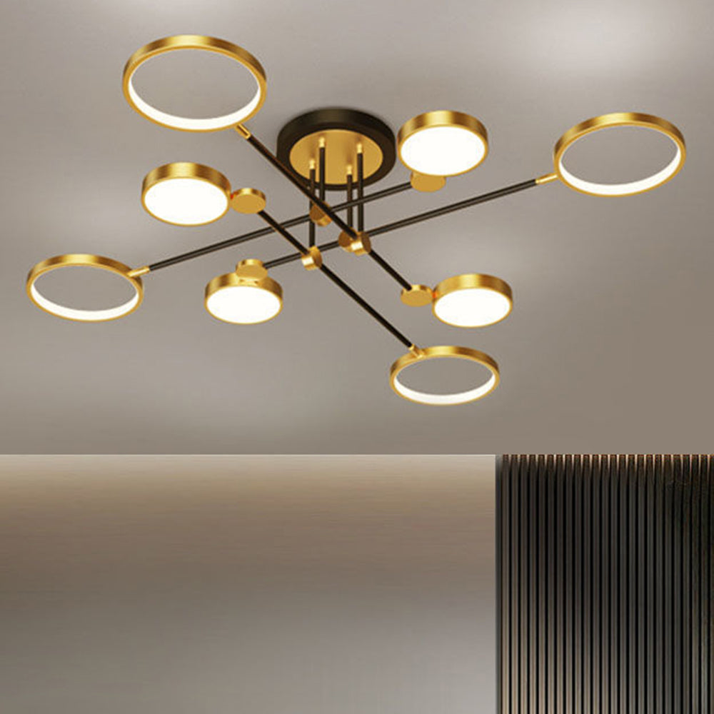 Branch Ring Chandelier - Gold Black Multi Light for Modern Bedroom