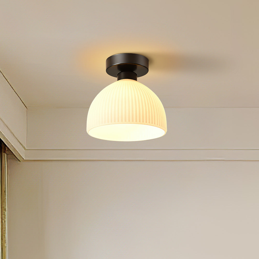 Chic Gold Ceiling Light - Mini Glass Striped Shade Lamp for Hallway