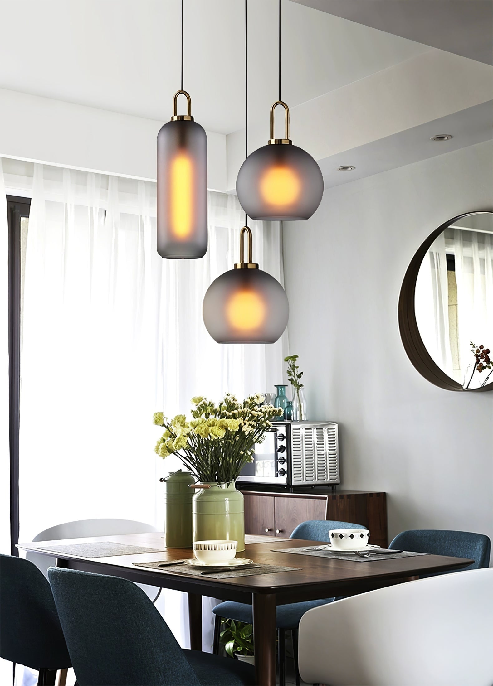 Kupferbeschichtete Glas-Plug-in-Hängeleuchte mit Kabel