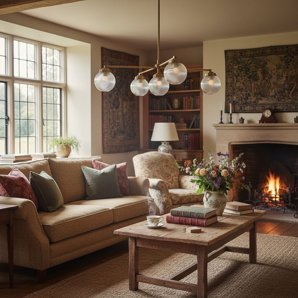 Glorica Glass Milchglas-Kugel-Kronleuchter – Moderne Beleuchtung aus Messing für das Wohnzimmer