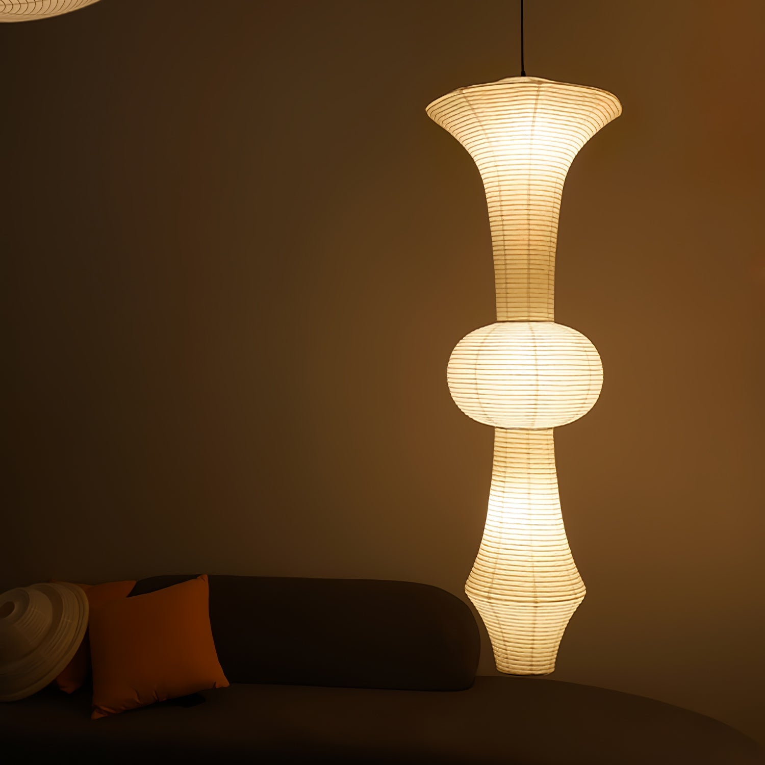 Washi Paper Pendant Light - Japanese Handcrafted Lamp for Living Room