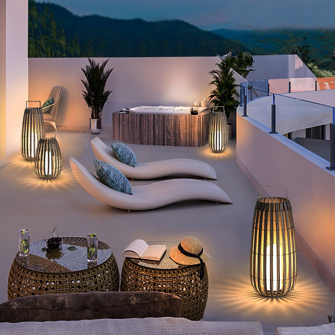 Tropic Braid Outdoor Lamp - Faux-Rattan Metal Waterproof