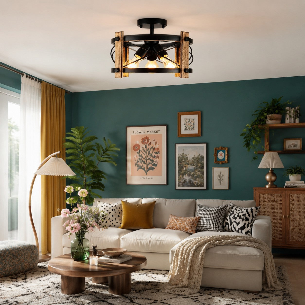 Rustic Farmhouse 3-Light Ceiling Fixture