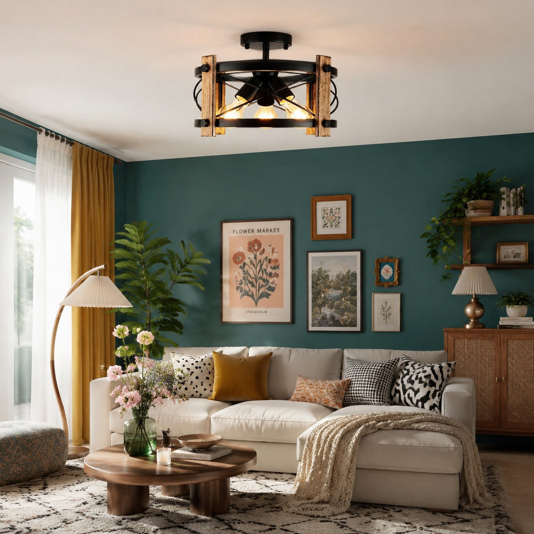 Rustic Farmhouse 3-Light Ceiling Fixture