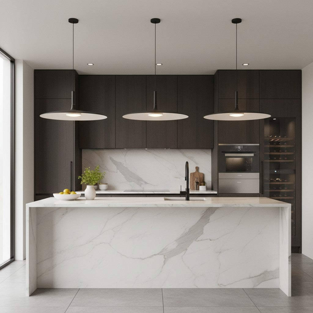 Alphomo Industrial Pendant Light - Minimalist Hanging Lamp for Kitchen Island and Dining Table N04