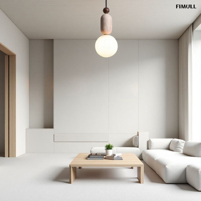 Minimalist Travertine Sphere Pendant Light