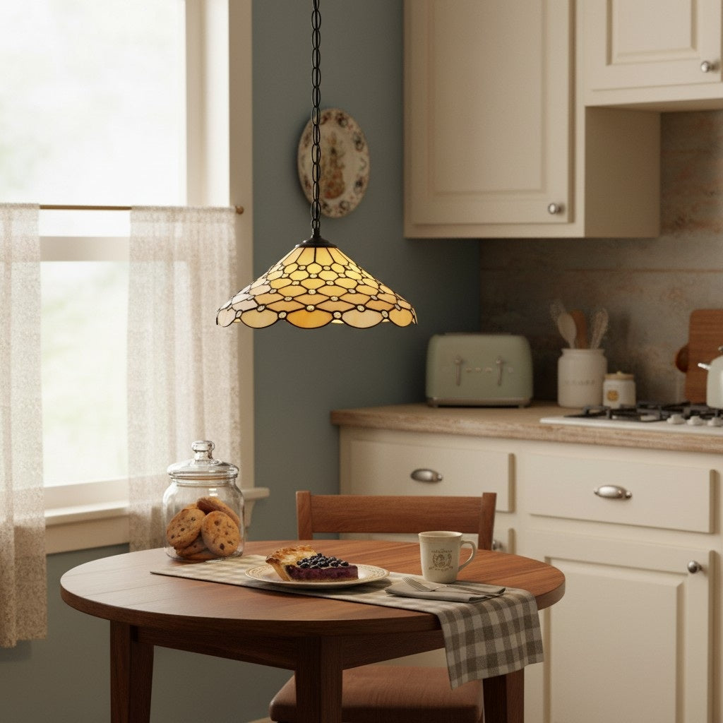 TF Pearl Pendant Light – With A Glass Shade and Adjustable Length for Dining and Kitchens