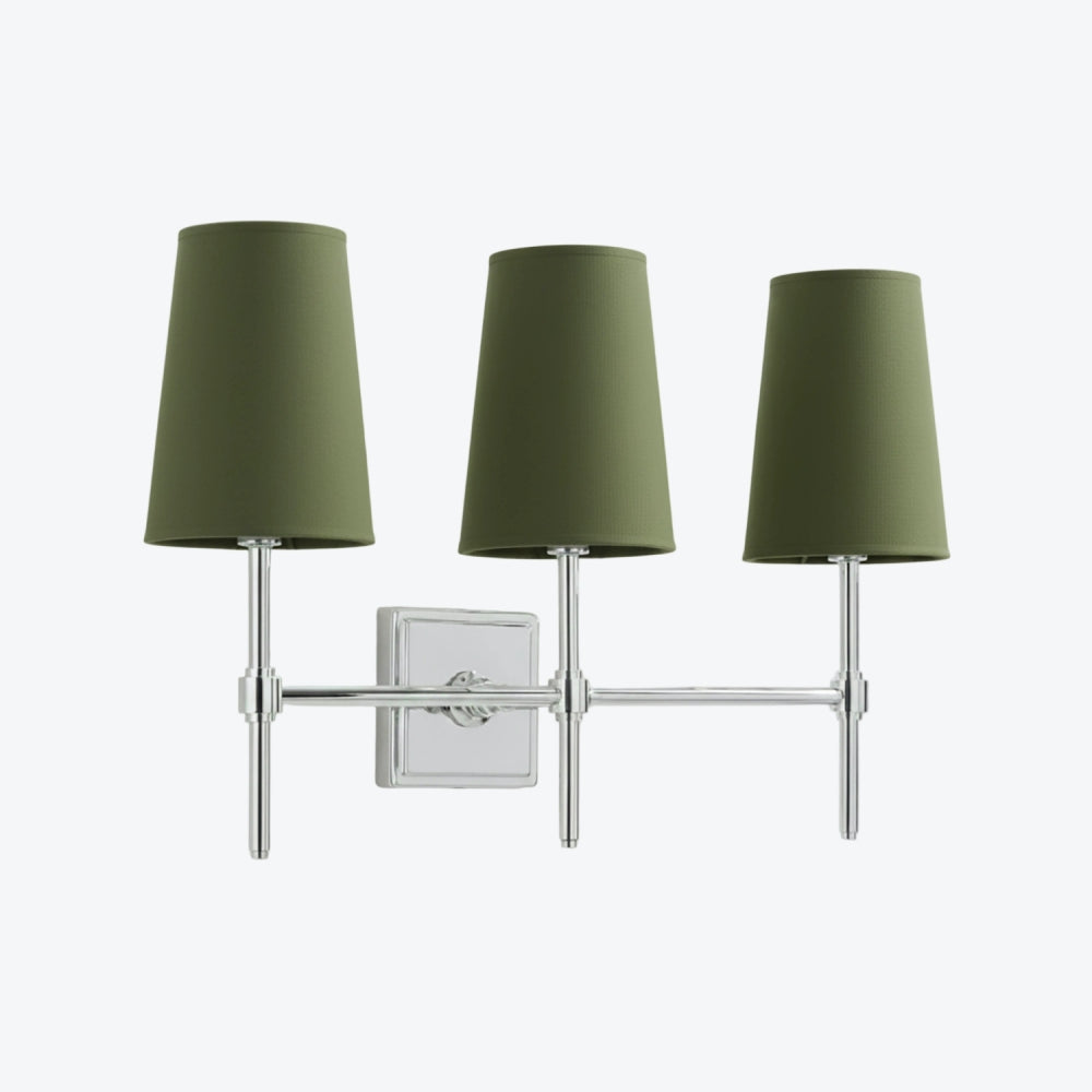 Derlina White Linen Shades Wall Lamp – Retro Metal Multi-Head Lighting Fixture