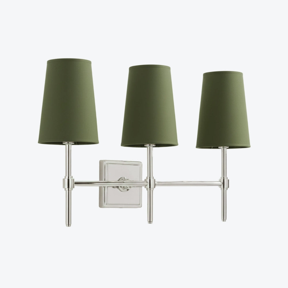 Derlina White Linen Shades Wall Lamp – Retro Metal Multi-Head Lighting Fixture