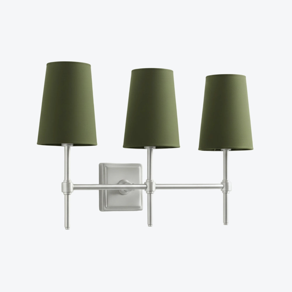 Derlina White Linen Shades Wall Lamp – Retro Metal Multi-Head Lighting Fixture