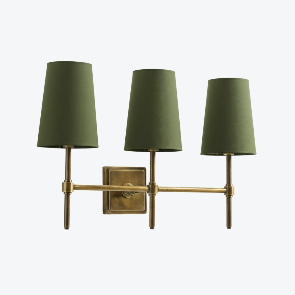 Derlina White Linen Shades Wall Lamp – Retro Metal Multi-Head Lighting Fixture