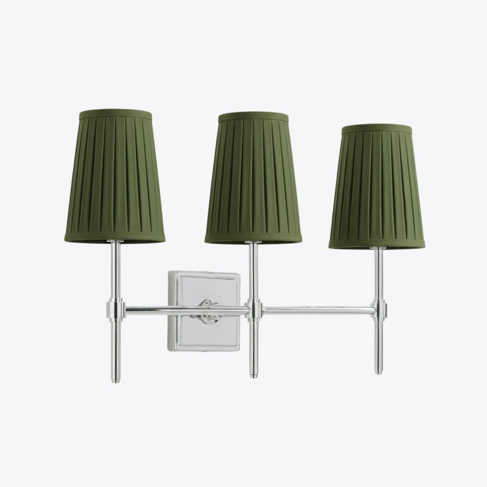 Derlina White Linen Shades Wall Lamp – Retro Metal Multi-Head Lighting Fixture