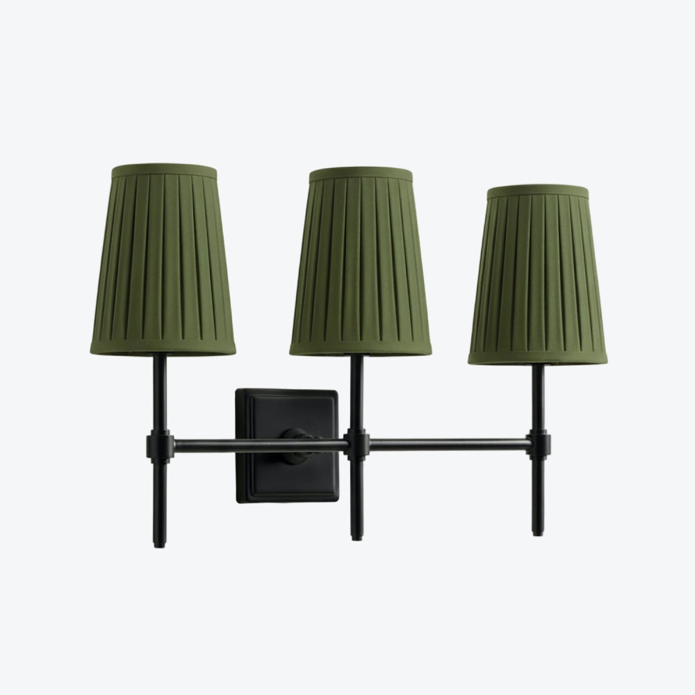Derlina White Linen Shades Wall Lamp – Retro Metal Multi-Head Lighting Fixture