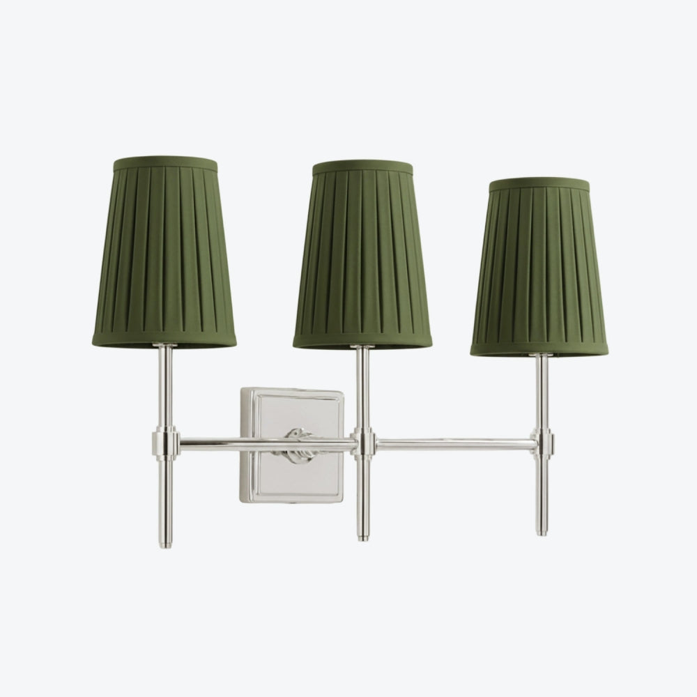 Derlina White Linen Shades Wall Lamp – Retro Metal Multi-Head Lighting Fixture