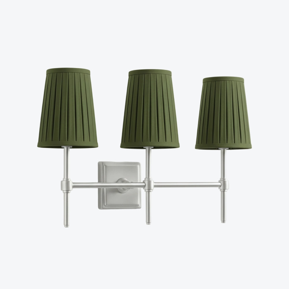 Derlina White Linen Shades Wall Lamp – Retro Metal Multi-Head Lighting Fixture