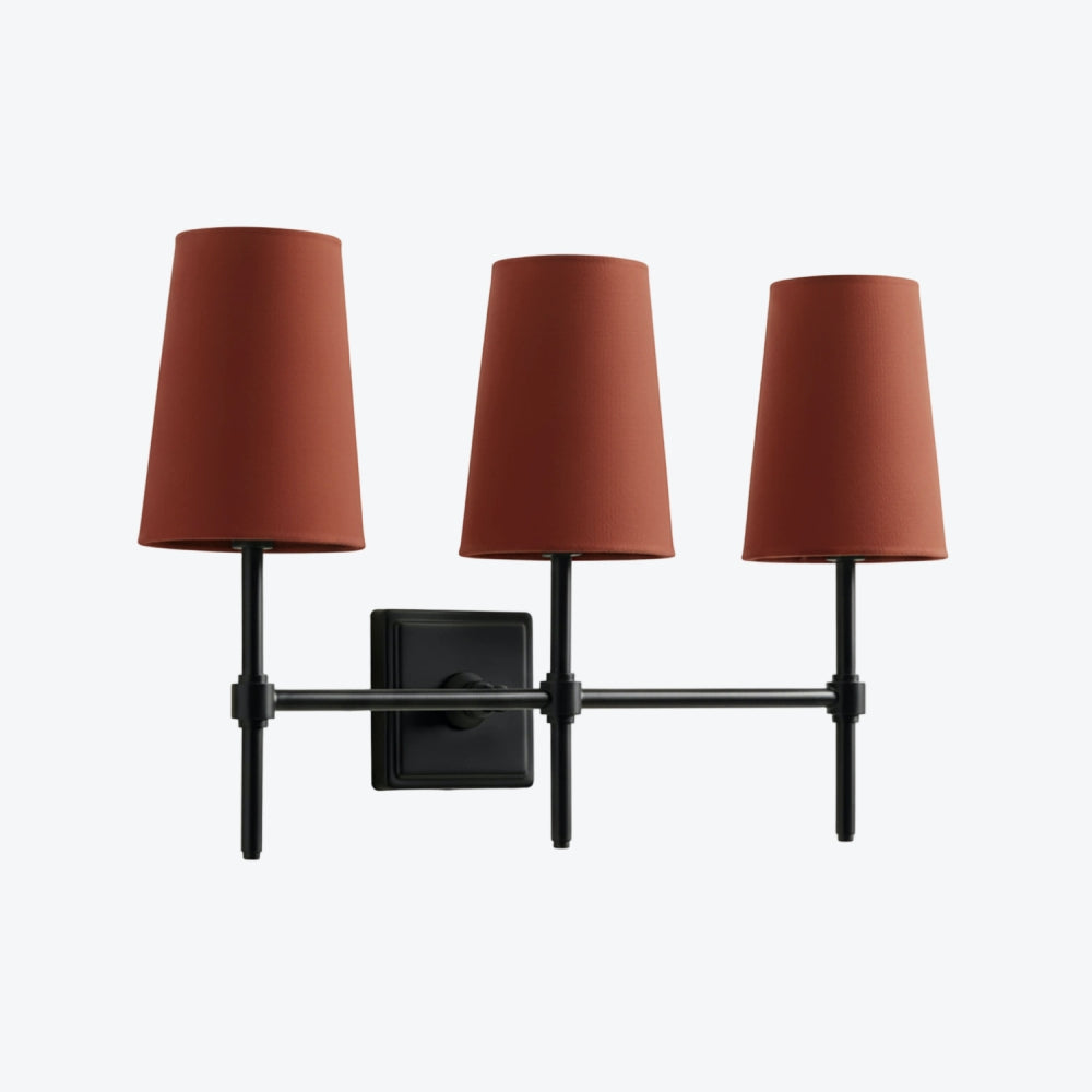 Derlina White Linen Shades Wall Lamp – Retro Metal Multi-Head Lighting Fixture