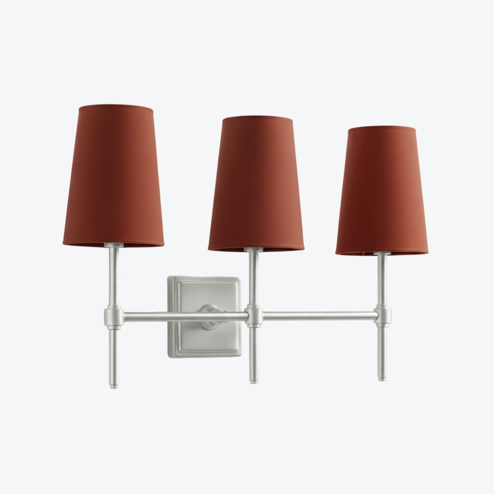 Derlina White Linen Shades Wall Lamp – Retro Metal Multi-Head Lighting Fixture