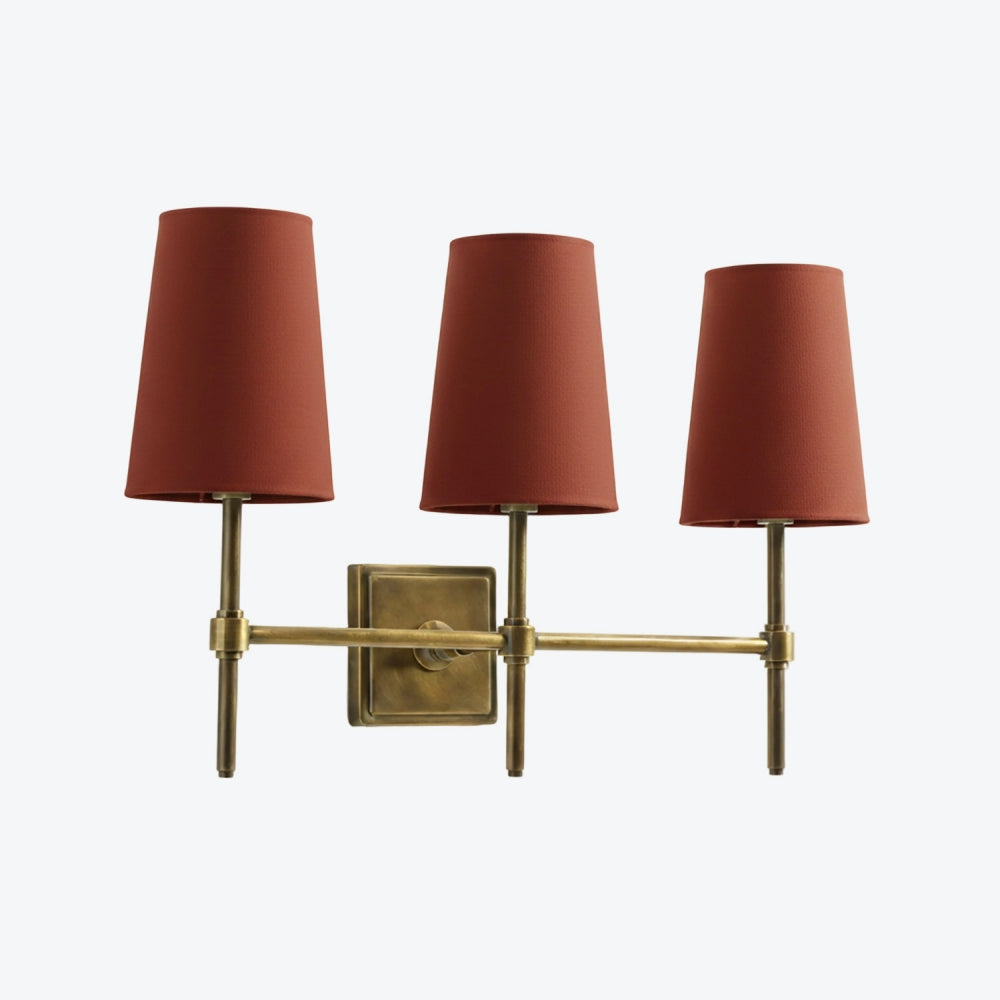 Derlina White Linen Shades Wall Lamp – Retro Metal Multi-Head Lighting Fixture