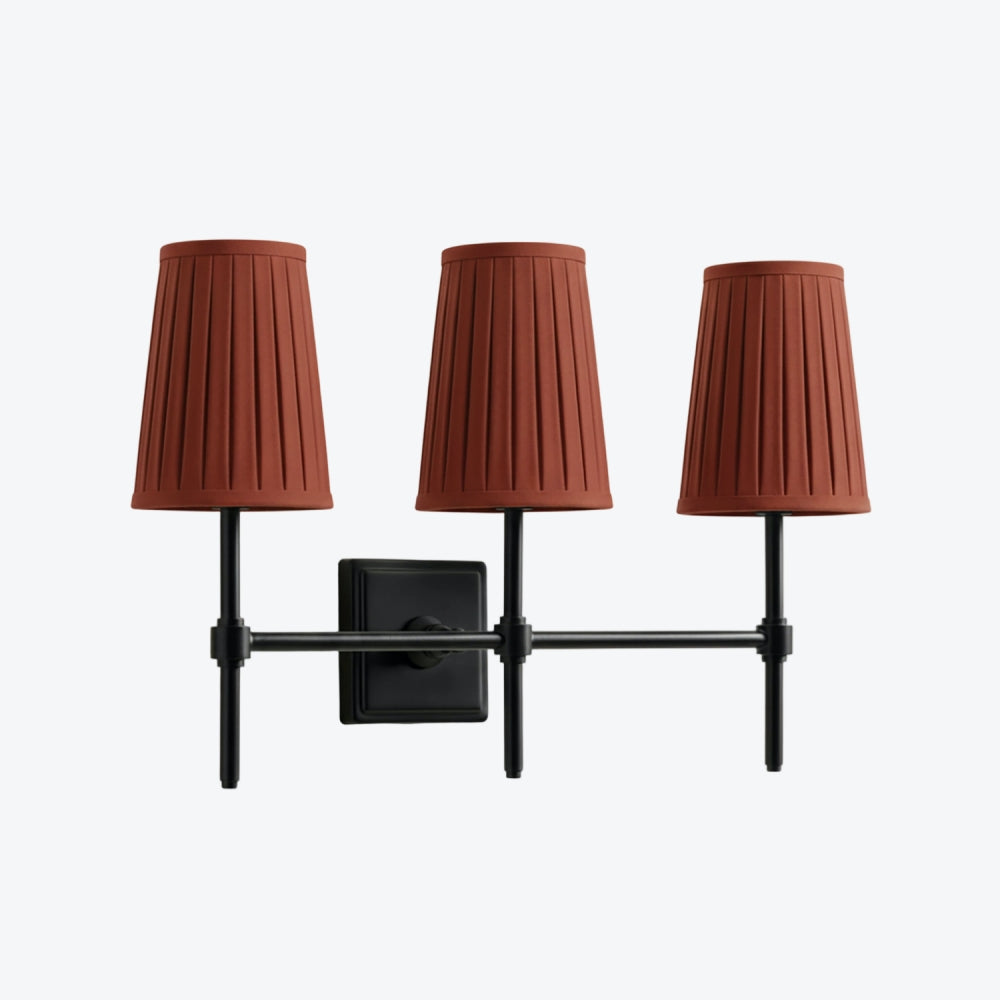 Derlina White Linen Shades Wall Lamp – Retro Metal Multi-Head Lighting Fixture